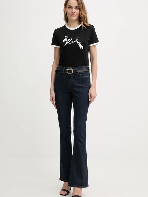 Karl Lagerfeld t-shirt bawełniany IKON damski kolor czarny B1W17040