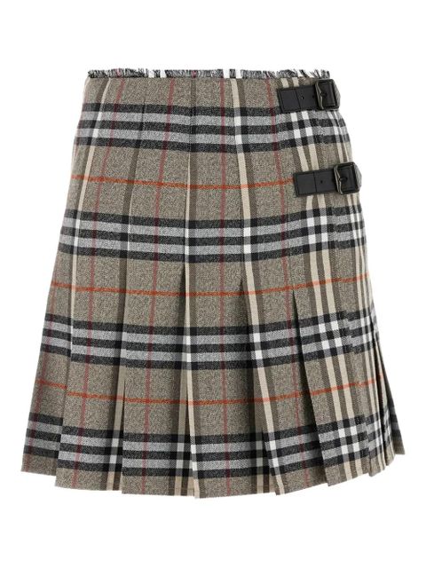 Burberry check wool midi kilt skirt - Grey - zdjęcie produktu nr 1
