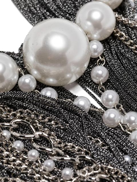 PINKO pearl-embellished chain necklace - Silver