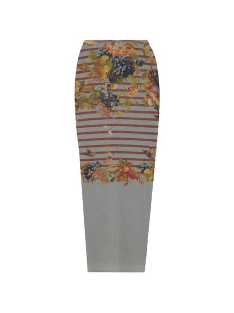 Jean Paul Gaultier striped floral midi skirt - Grey - zdjęcie produktu nr 1