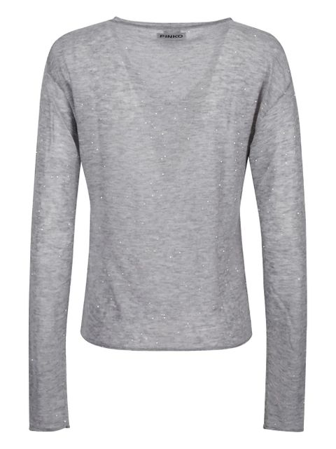 PINKO sequin-embellished V-neck top - Grey - zdjęcie produktu nr 2