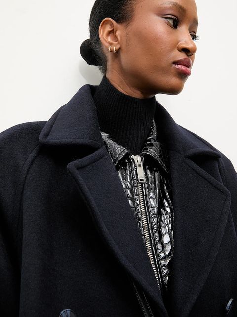 Answear.LAB płaszcz wełniany kolor granatowy