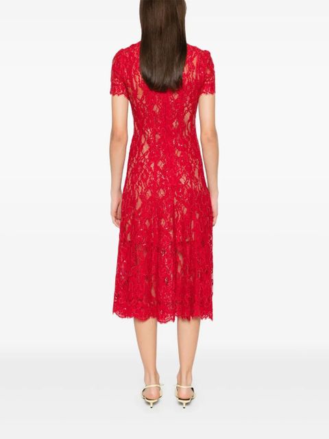Self-Portrait lace midi dress - Red