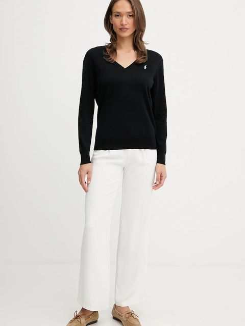 Polo Ralph Lauren sweter bawełniany damski kolor czarny lekki 211972105 - zdjęcie produktu nr 2