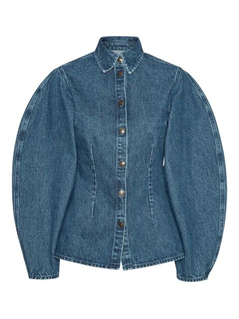 ROTATE BIRGER CHRISTENSEN puff-sleeves fitted denim shirt - Blue - zdjęcie produktu nr 1