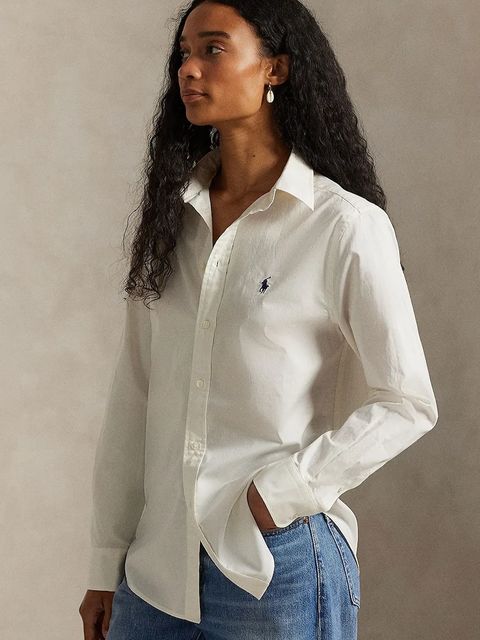 Polo Ralph Lauren koszula bawełniana damska kolor beżowy regular z kołnierzykiem klasycznym 211A92177 - zdjęcie produktu nr 1
