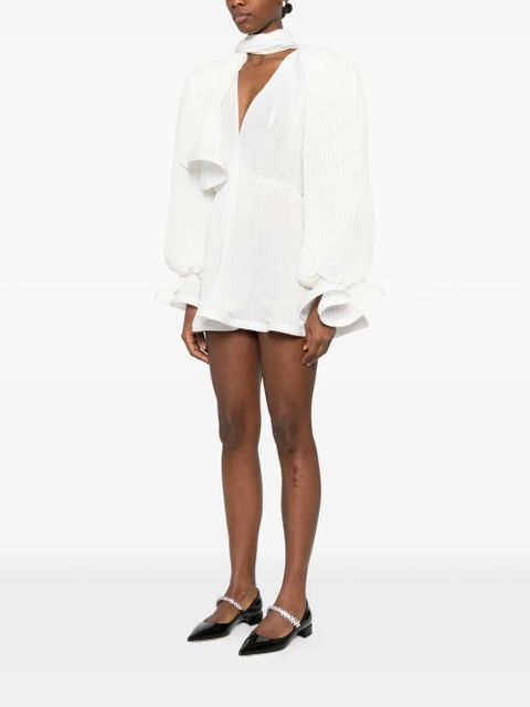 Rowen Rose pleated puffy mini dress - White
