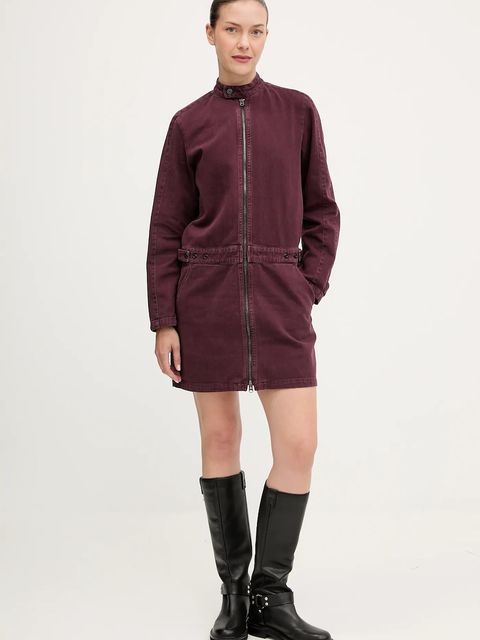 G-Star sukienka jeansowa kolor bordowy mini prosta D27009.E078