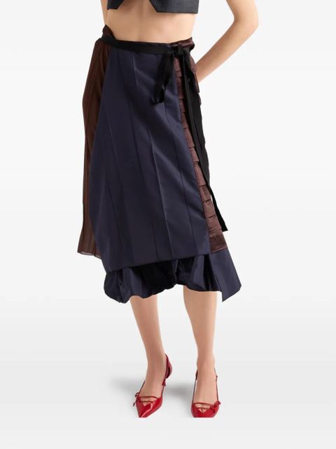 Prada faille patchwork midi skirt - Blue