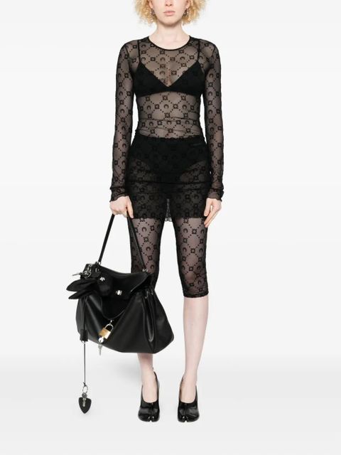 Marine Serre moon-embellished mesh shorts - Black - zdjęcie produktu nr 2