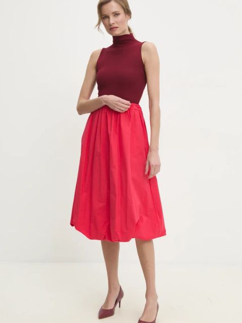 Answear.LAB spódnica bawełniana kolor czerwony midi rozkloszowana