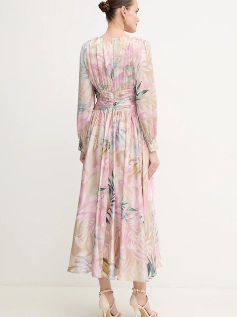 Guess sukienka HELENE kolor różowy maxi rozkloszowana W5PK1U WD8G2