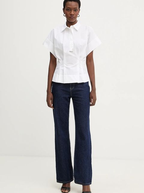 Karl Lagerfeld bluzka bawełniana damska kolor biały gładka B1W11006