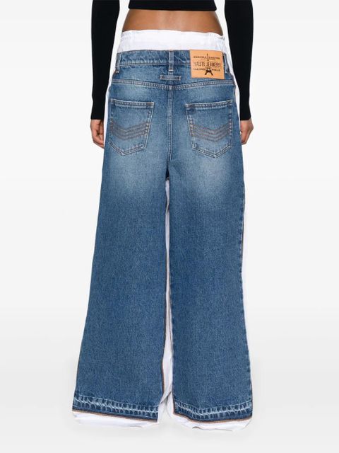 Jean Paul Gaultier Trompe L'oeil denim-panels trousers - Blue