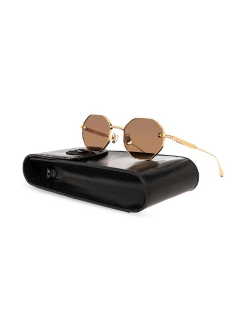VALENTINO GARAVANI EYEWEAR Rockstud-embellished octogonal-frame sunglasses - Gold