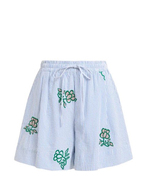 Essentiel Antwerp embroidered striped shorts - Blue - zdjęcie produktu nr 1