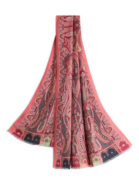 ETRO paisley print wool silk scarf - Pink - zdjęcie produktu nr 1