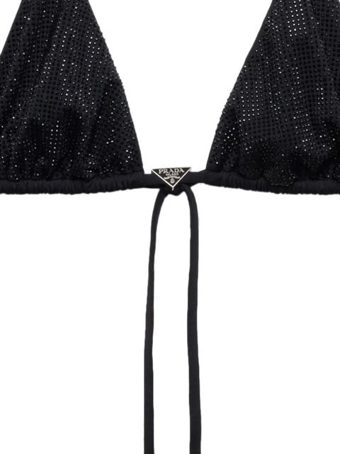 Prada logo-plaque rhinestone-embellished bikini top - Black - zdjęcie produktu nr 2