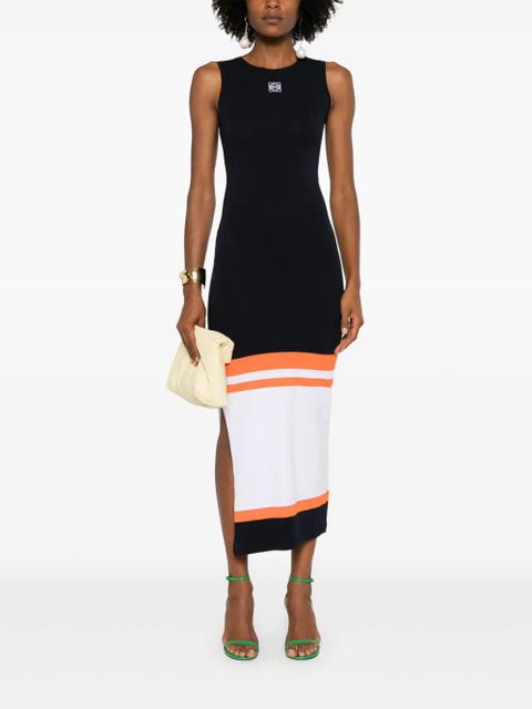 LOEWE logo-embroidered midi dress - Blue