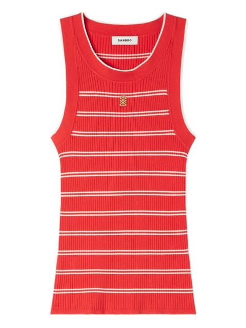 SANDRO striped-pattern logo-plaque tank top - Red - zdjęcie produktu nr 1