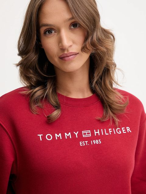 Tommy Hilfiger bluza damska kolor bordowy z nadrukiem WW0WW39791