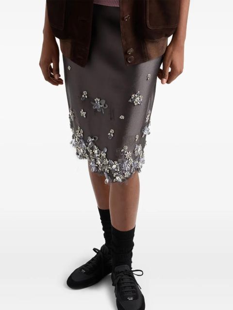 Prada embroidered midi skirt - Grey