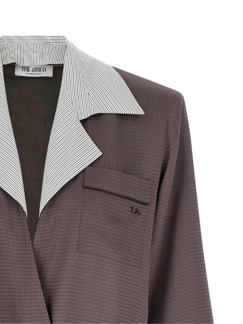 The Attico houndstooth striped blazer - Brown