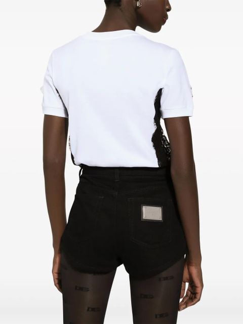 Dolce & Gabbana DNA lace-detailing cotton-blend T-shirt - White