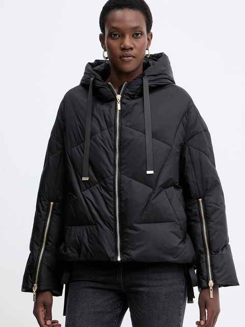 Twinset kurtka puchowa kolor czarny zimowa oversize 252TT2060