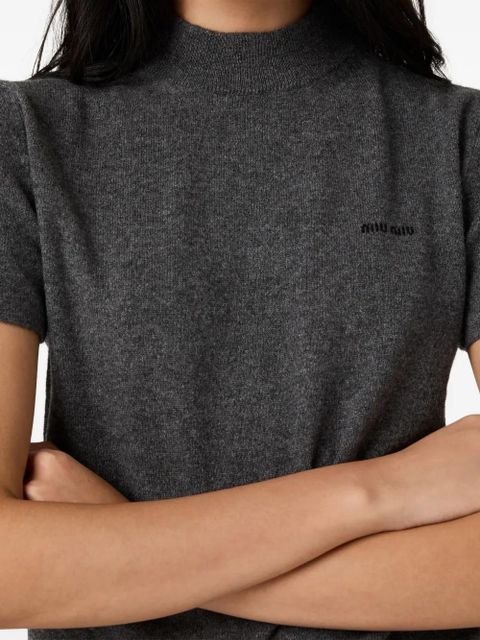 Miu Miu ribbed mock-neck cashmere sweater - Grey - zdjęcie produktu nr 2