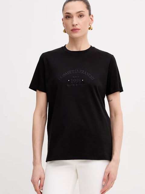 Elisabetta Franchi t-shirt damski bawełniany - zdjęcie produktu nr 2