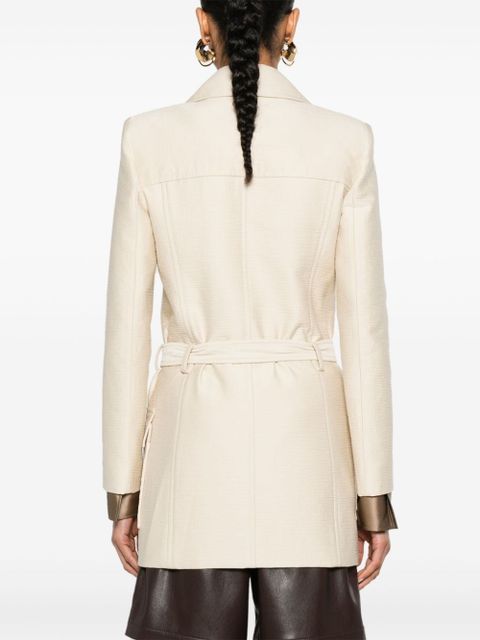 Saint Laurent belted double-breasted coat - Neutrals