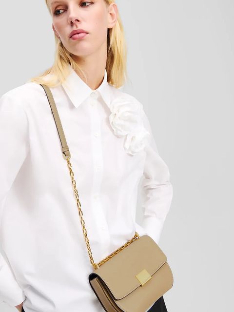 Karl Lagerfeld torebka skórzana kolor beżowy A1W30445