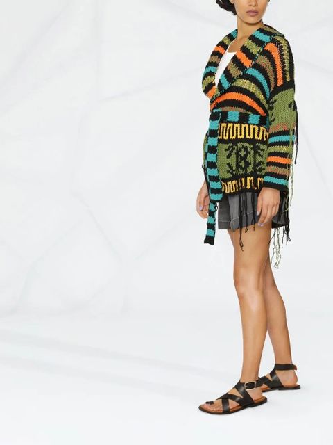 Alanui stripe-knit cardigan - Green