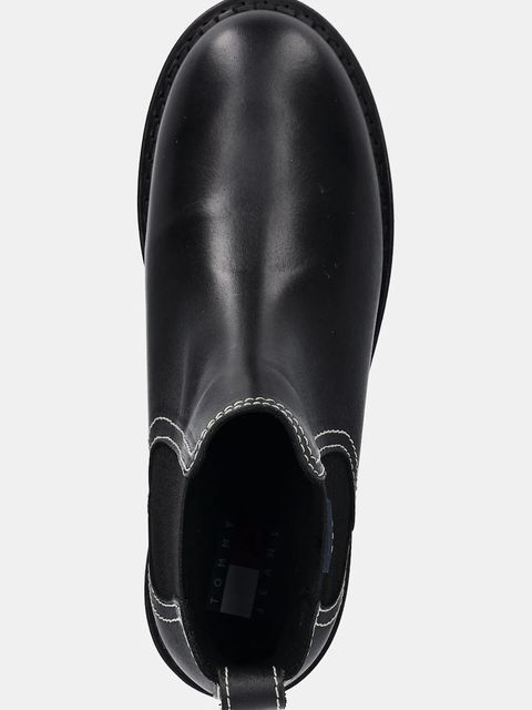Tommy Jeans sztyblety skórzane TJW URBAN CHELSEA BOOT damskie kolor czarny na platformie EN0EN02908