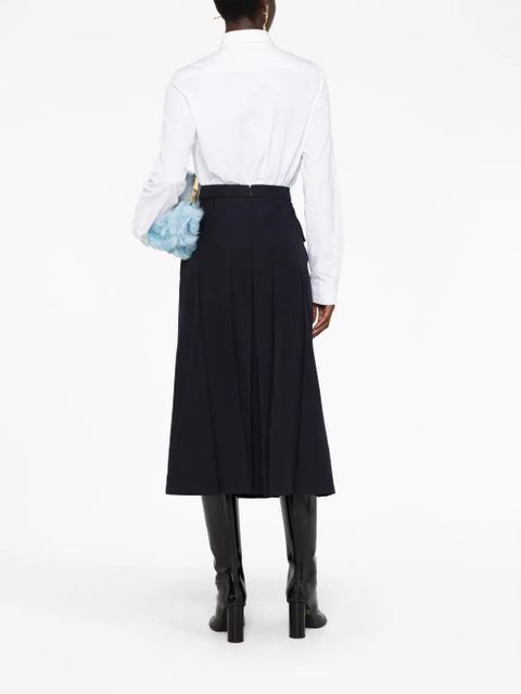 Alexander McQueen pleated wool-blend midi skirt - Blue