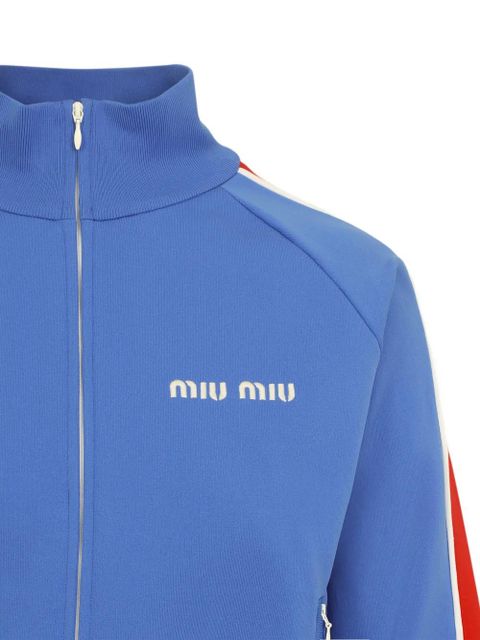 Miu Miu stripe zip-fastening sweatshirt - Blue