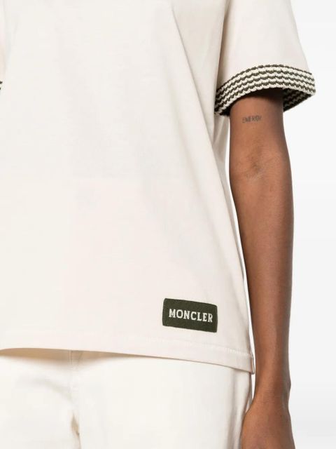 Moncler patterned-sleeve T-shirt - Neutrals