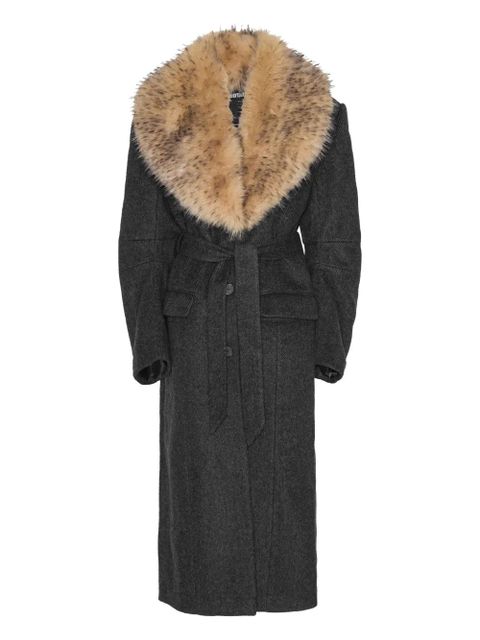 ROTATE BIRGER CHRISTENSEN single-breasted faux-fur collar coat - Grey - zdjęcie produktu nr 1
