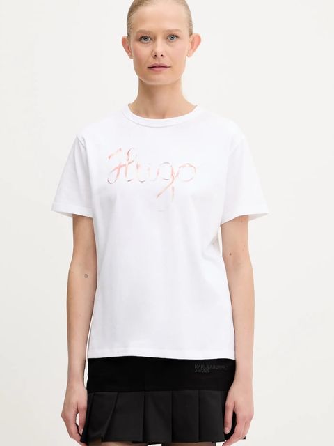 HUGO t-shirt bawełniany damski kolor biały 50544868 - zdjęcie produktu nr 1