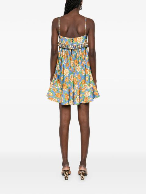 Rabanne ruffled floral mini dress - Blue