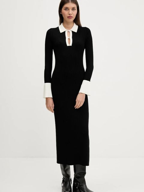 HUGO sukienka kolor czarny maxi dopasowana 50542620