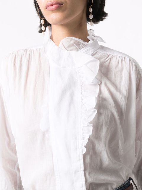 MARANT ÉTOILE ruffled high-neck blouse - White
