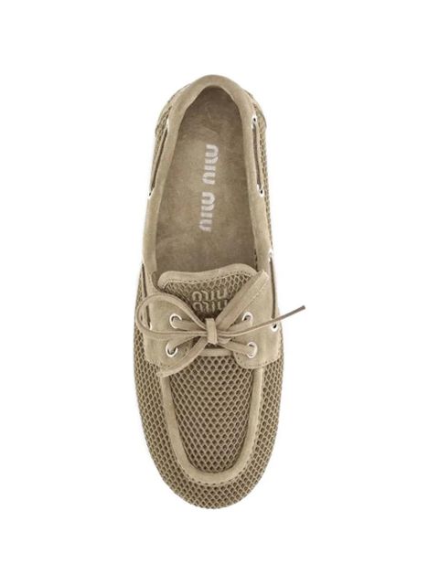 Miu Miu mesh and suede boat shoes - Neutrals