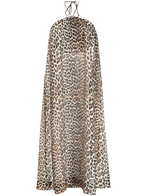 GANNI leopard-print halterneck maxi dress - Brown - zdjęcie produktu nr 1