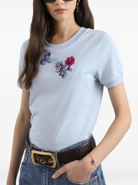 Dolce & Gabbana floral-detail T-shirt - Blue