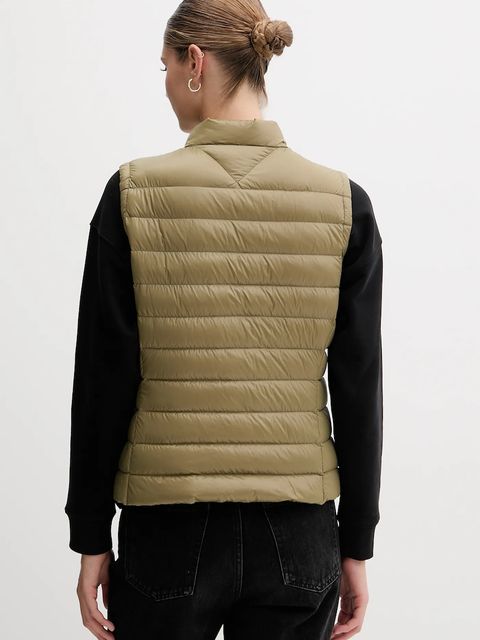 Tommy Hilfiger bezrękawnik puchowy kolor zielony przejściowy WW0WW45499