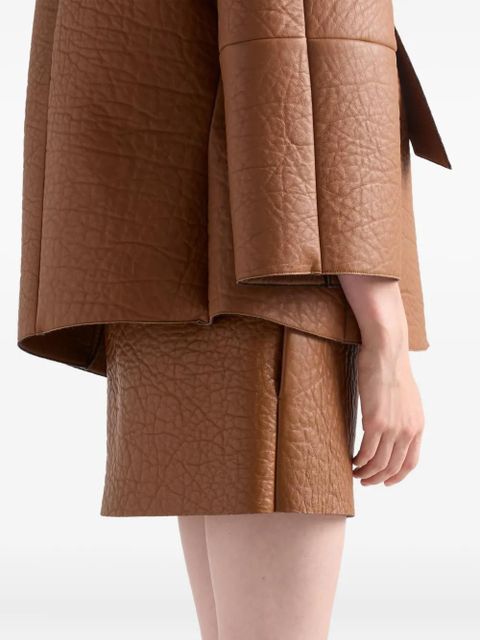Prada textured leather mini skirt - Brown - zdjęcie produktu nr 2