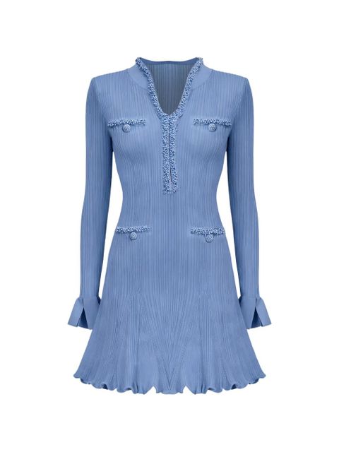 Self-Portrait pearl trim mini knit dress - Blue - zdjęcie produktu nr 1