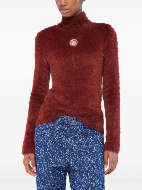 Rabanne eyelet-detail long-sleeves sweater - P213 RED